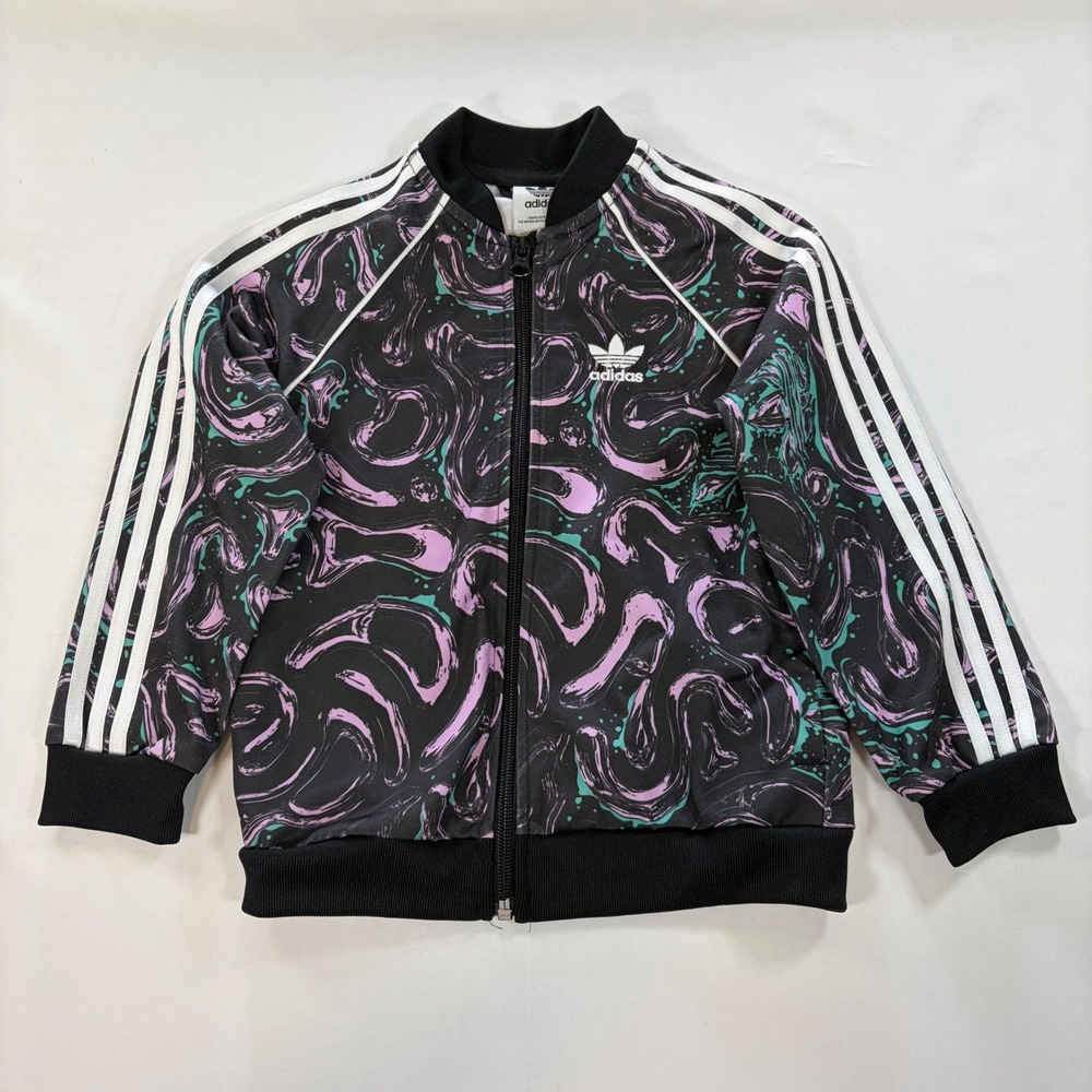 Adidas Originals Kids Track Jacket Black Purple Swirl HL9426 Size 4T